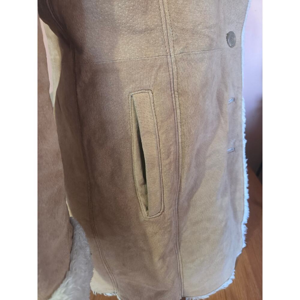 Y2K 100% Suede Penny Lane Outbrook Coat with Shearing Lining Womens Sz Large Tan - Picture 4 of 9
